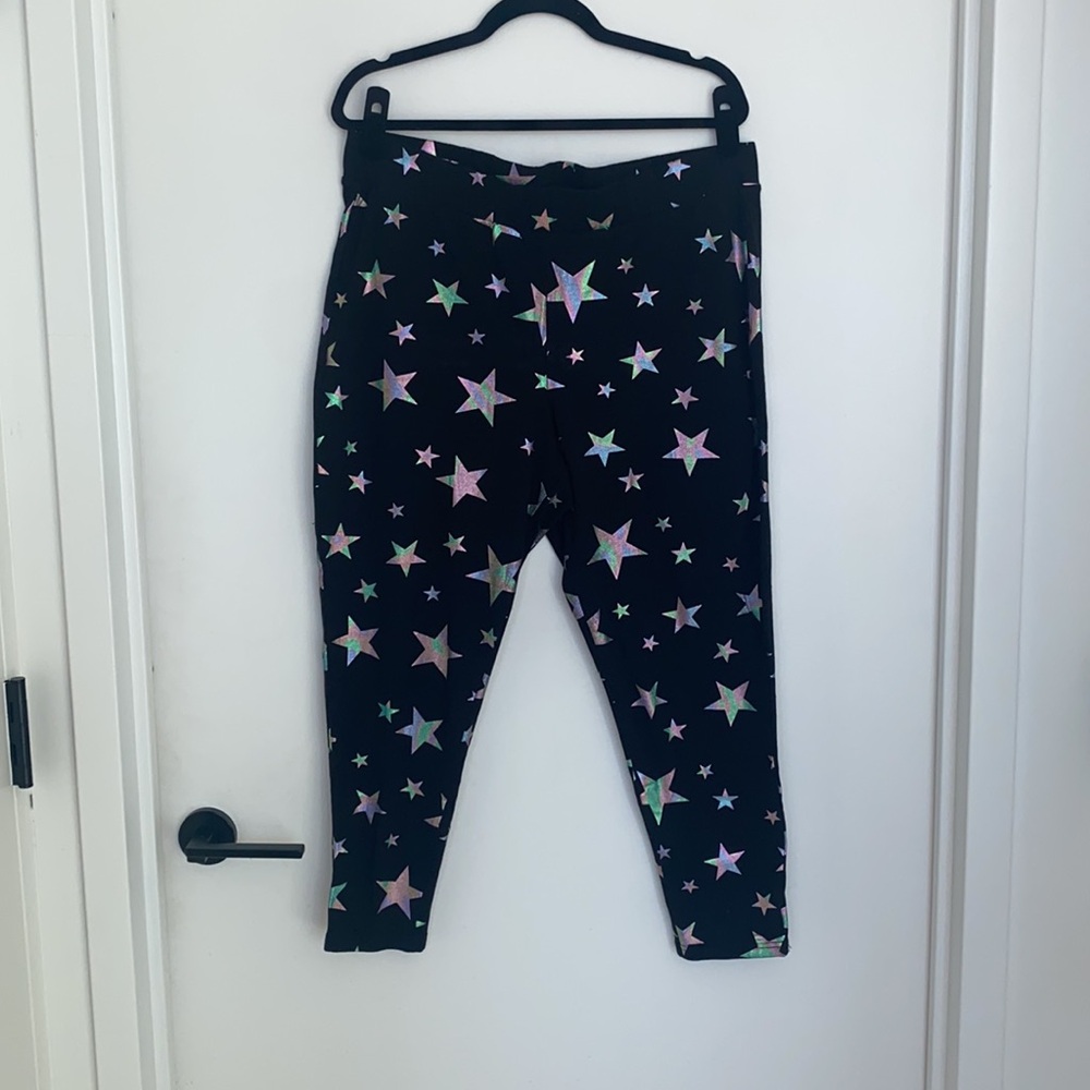 Torrid Metallic Rainbow Foil Star Print Signature Full Length Leggings - Picture 3 of 6